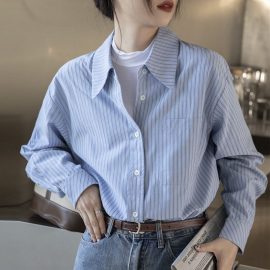A stylish, loose-fitting striped shirt