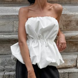 White Wrap-Up Bubble Bra Top