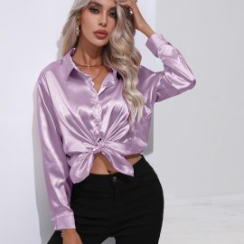 Casual loose collared long sleeved top for women