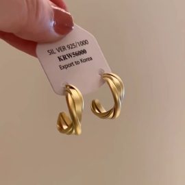 French vintage style matte gold metallic hoop earrings