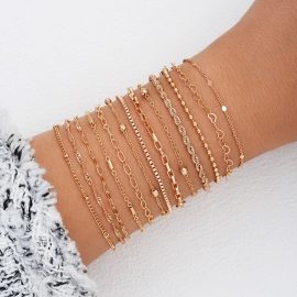 13-piece gold bracelet set