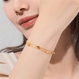 Double-Layer Adjustable, Sand Gold Star Bracelet