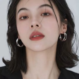 925 Sterling Silver Double-Layer Plain Hoop Earrings