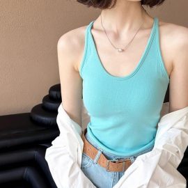 Cotton Bra with Padded Bra, U-Neck Plus Size Camisole