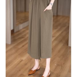 Ice silk split-hem casual skirt pants