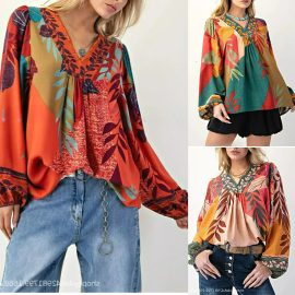Retro Bohemian V-neck top