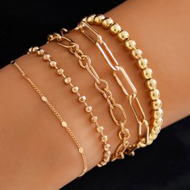 5-piece cross chain bracelet set