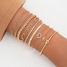 9-piece bracelet set, European and American cross-border fashion knotted rhinestone chain bracelet