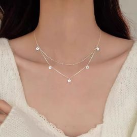 S925 Sterling Silver Flower Necklace