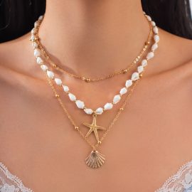 Starfish and Seashell Stacked Necklace
