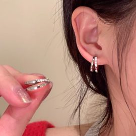 Double-layer zircon earrings