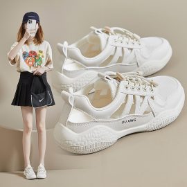 White Shoes for Women 2025 Summer New Thin Sports Mesh Shoes Cut Out Breathable Mesh Non-Slip Casual Sports Sandals