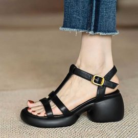 Real Soft Leather High-Heeled Shoes