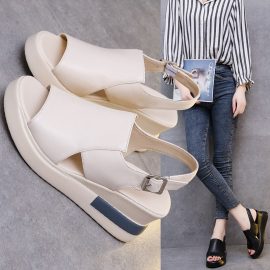 Genuine Leather Wedge Sandals