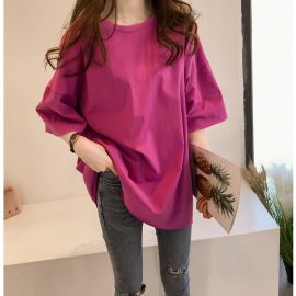 Solid color plus size women's short-sleeved t-shirt