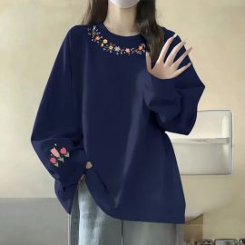 2026 New Spring Style Pure Cotton Long-Sleeved Women's Top