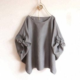 Japanese Style 2026 Spring New Round Neck Loose Fit Two-Sleeve Tie Trendy Women's Top