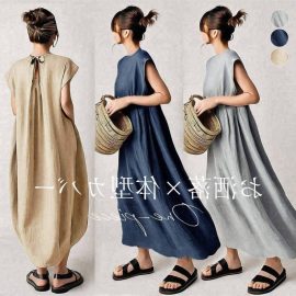 Japanese Style 2026 Summer New Model Back-Tie Short-Sleeve Cocoon-Shaped Dress