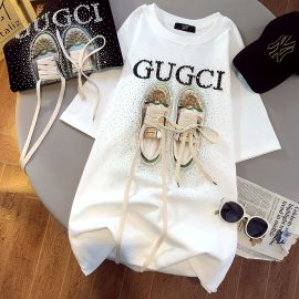Heavy-duty rhinestone short-sleeve T shirt