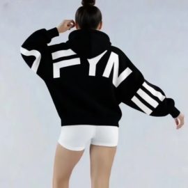 Stylish and unique printed versatile long-sleeved loose hooded sweatshirt