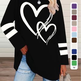 Plus Size Women's Heart Print T-Shirt