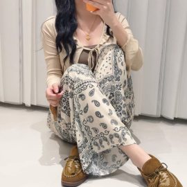 Cotton Silk Wide-Leg Pants for Women, Slimming, Thin, Suitable for Home and Outdoor Wear