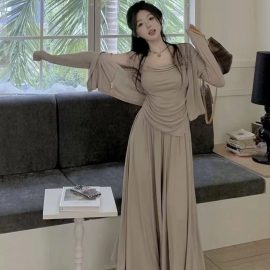 Lazy and stylish three-piece set: sexy camisole cardigan top, high-waisted casual skirt and pants