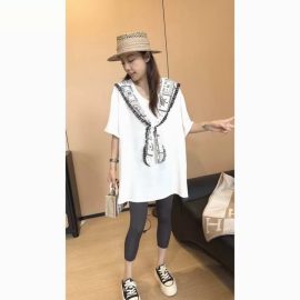 Plus-size women's two-piece shawl-style five-sleeve T-shirt
