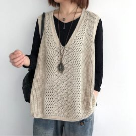 Women's Knitted Vest, Thin and Loose Fit