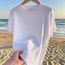 230g Liquid Ammonia Mercerized Cotton T-Shirt Men's Short-Sleeve Ice Silk Top