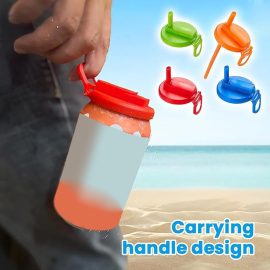 Portable beverage cup lid with claw-shaped cap, easy-open can seal, straw, spill-proof can lid