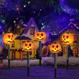 Halloween Pumpkin Field Lights Solar-Powered Outdoor Waterproof Garden Yard Decoration Lawn Lights Ghost Ground Lights