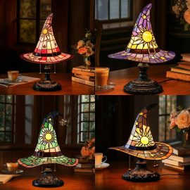 Halloween Witch Hat Lamps Witch Hat Lamp Resin Decoration USB Plug Light Ornaments