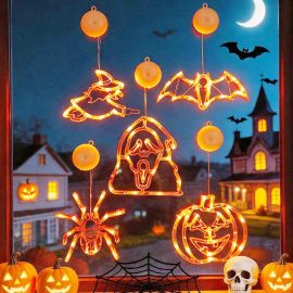 Halloween suction cup lights - pumpkin, witch, bat, spider, ghost