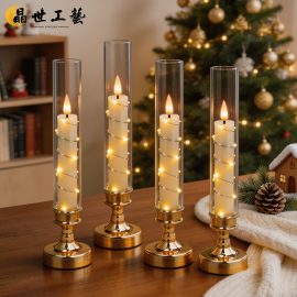 Long Pole Remote-Controlled Electronic Candle Light String with Cup Candle Holder