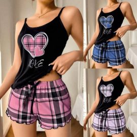 Heart Print Camisole Short Set