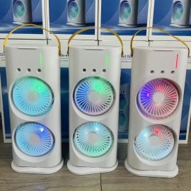 Desktop Remote-Controlled Dual-Fan Air Cooler Three-Hole Spray Humidification Small Fan Rechargeable Remote Control Fan