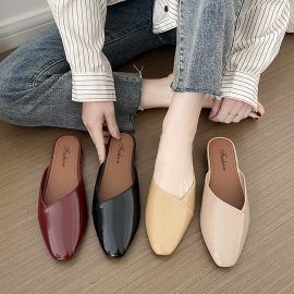 2026 New Chunky Heel Mid-Heel Closed-Toe Half-Slippers