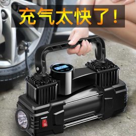Car air pump, electric car air inflator, 12V dual-cylinder, high-pressure air pump for cars and trucks