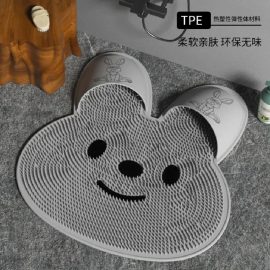 Silicone bunny foot scrubber, shower mat, bathroom anti-slip mat, back scrubber, massage mat, bath mat, foot wash mat