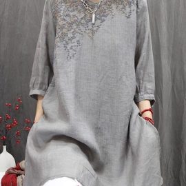 2025 Summer New Style Artistic Retro Chinese Style Embroidered Shirt Skirt