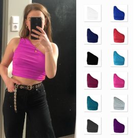 Super cute one-shoulder summer tank top
