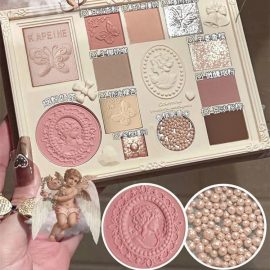 Embossed Angel Eyeshadow Palette, Everyday Light Makeup, Blush, Highlighter, All-in-One Glittering