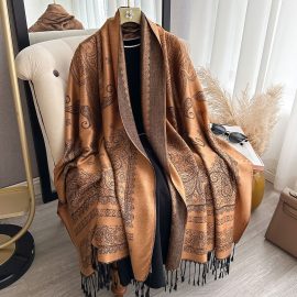 Cashew-print double-sided imitation cashmere scarf