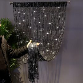 Sparkling silver tassel curtain, S-shaped curtain, wedding prop, 1*2m