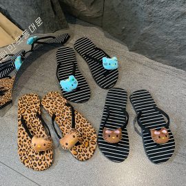 Hello Kitty slippers, leopard print flip-flops