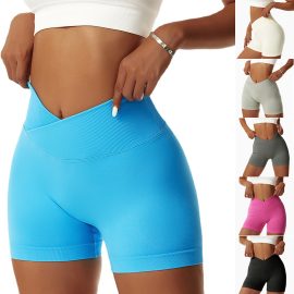 Front V-Waist Design Seamless High-Waisted Yoga Three-Point Cycling Shorts with a Tight-Fitting Hip Design for Running and Fitness Sports Shorts