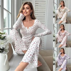Sexy and casual stylish long-sleeved pajamas