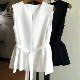 Women's fitted waist suit vest, thin and high-end Chanel-style vest, elegant sleeveless layered top