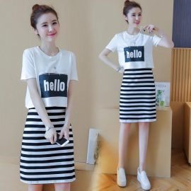 Korean Style Short-Sleeved Two-Piece Skirt Hello